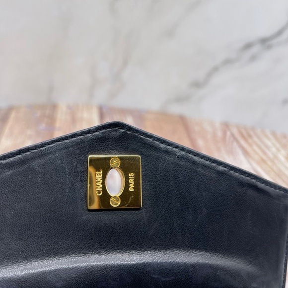 CHANEL Black Quilted Patent Crossbody with Gold Chain Strap - Picture 7 of 14